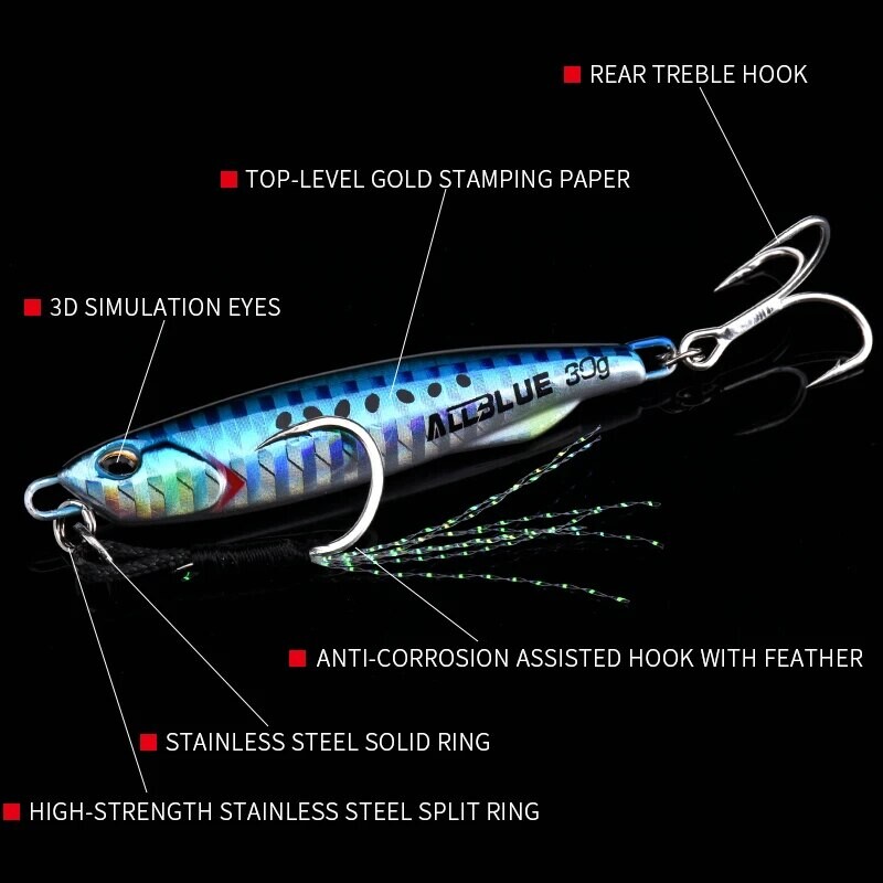 ALLBLUE DRAGER SLIM fém öntő kanál 20G 30G 40G 60G Shore Drag Cast Jigging Sea Bass csali mesterséges csali horgászfelszerelés