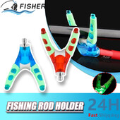 1 DB V-alakú horgászbot támasztófej-tartó konzol, csúszásmentes, világító horgászbot-tartó állvány Tengeri ponty horgászfelszerelés