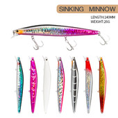 14cm 26g makšķerēšanas māneklis Minnow voblera māneklis Long Cast grimstošs Jerkbait Swimbait mākslīgā cietā ēsma okeāna zvejas māneklis Bass ēsma