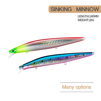 14cm 26g Fishing Lure Minnow Wobbler Lure Long Cast Sinking Jerkbait Swimbait Τεχνητό σκληρό δόλωμα Ψάρεμα στον ωκεανό Δόλωμα μπάσο