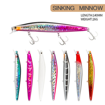 14cm 26g horgászcsali Minnow wobbler horgászcsali Long Cast süllyedő Jerkbait Swimbait mesterséges kemény csali óceáni horgászat csali basszus csali