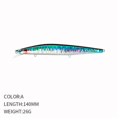 14cm 26g makšķerēšanas māneklis Minnow voblera māneklis Long Cast grimstošs Jerkbait Swimbait mākslīgā cietā ēsma okeāna zvejas māneklis Bass ēsma