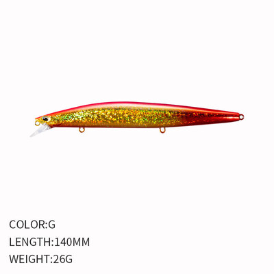 14cm 26g makšķerēšanas māneklis Minnow voblera māneklis Long Cast grimstošs Jerkbait Swimbait mākslīgā cietā ēsma okeāna zvejas māneklis Bass ēsma