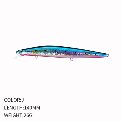14cm 26g makšķerēšanas māneklis Minnow voblera māneklis Long Cast grimstošs Jerkbait Swimbait mākslīgā cietā ēsma okeāna zvejas māneklis Bass ēsma