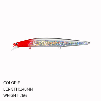 14cm 26g makšķerēšanas māneklis Minnow voblera māneklis Long Cast grimstošs Jerkbait Swimbait mākslīgā cietā ēsma okeāna zvejas māneklis Bass ēsma