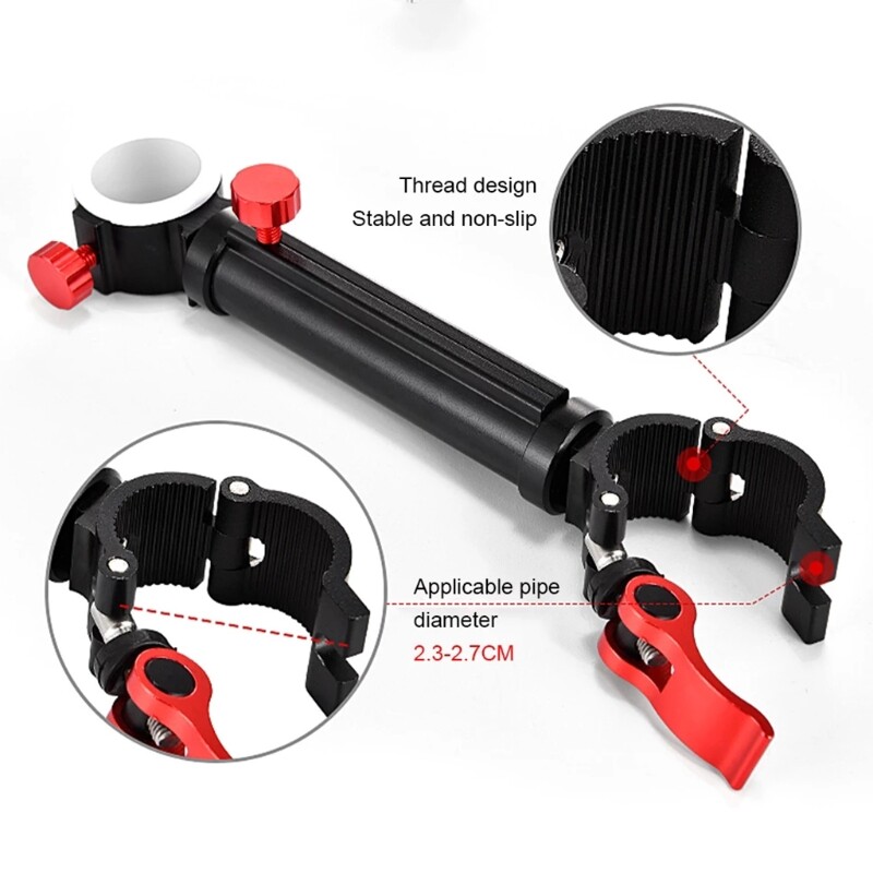 Žvejybos skėčio meškerės laikiklio stovas, skėčio stovo laikiklis, tvirtinamas prie žvejybos kėdės, reguliuojamas spaustuku tvirtinamas atraminio rėmo stovas