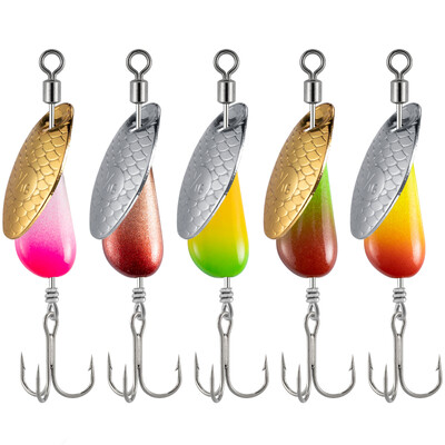 5tk Kalastusvurr Forelli Spinner 2,6g 4,6g 6,6g Spinnerbait Püügipeibutis Metalllusikas Pisara Kaal Crappie Salmon