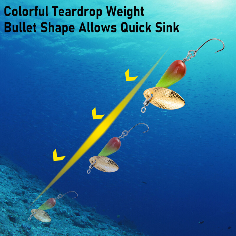 5 komada Inline Spinner za ribolov Pastrve Spinner 2,6 g 4,6 g 6,6 g Spinnerbait mamac za ribolov Metalna žlica Teardrop Weight Crappie Salmon