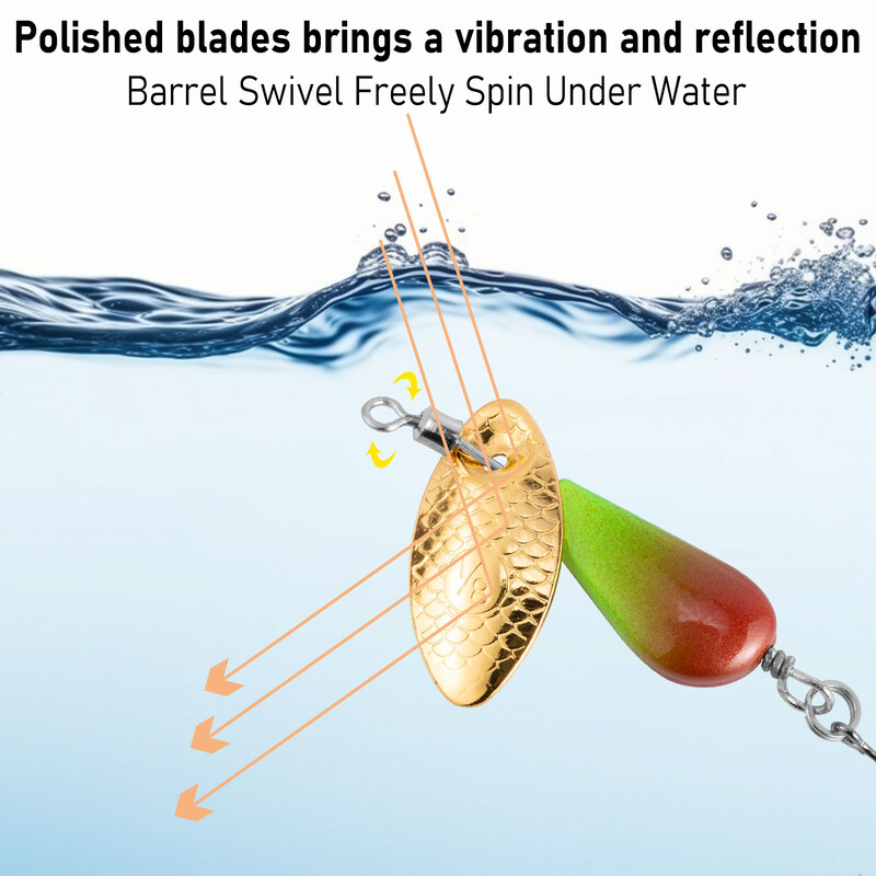 5 komada Inline Spinner za ribolov Pastrve Spinner 2,6 g 4,6 g 6,6 g Spinnerbait mamac za ribolov Metalna žlica Teardrop Weight Crappie Salmon
