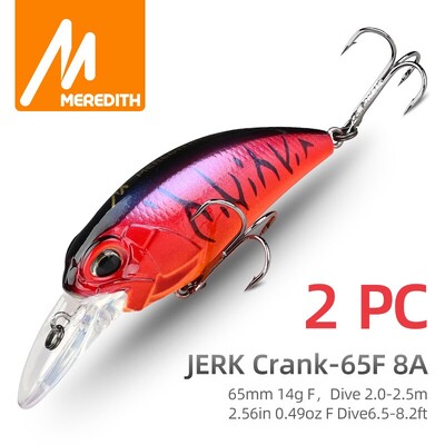 MEREDITH JERK CRANK M65 Úszó 14g Hot Model horgászcsali kemény csali 11Color Wobbler Crank Minőségi Professzionális Mélység 2,0-2,5 m