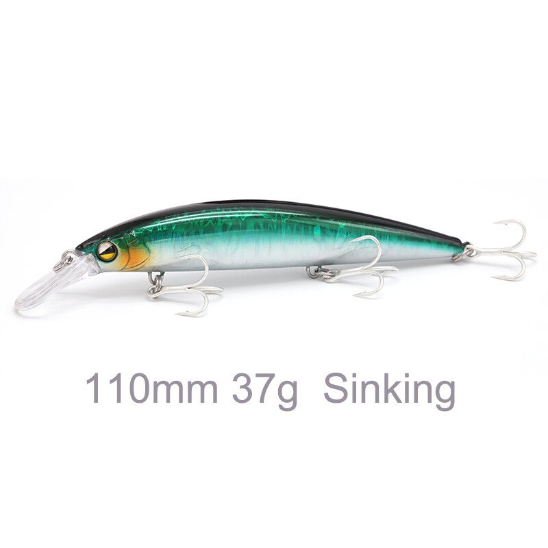 Itin ilgas liejimas jūros sūriame vandenyje skęstantis Minnow masalas 110mm 37g žvejybos masalas Seabass Hard jaukas Pesca Isca dirbtinis žvejybai