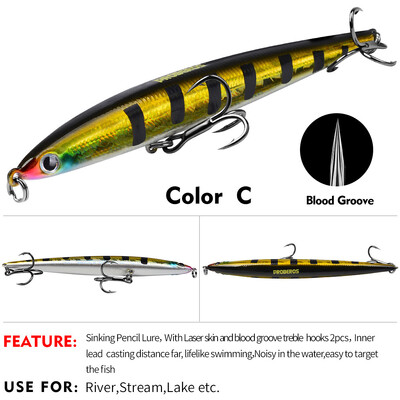 „Sea.YoLo“ skęstantis pieštukas žvejybos masalas „Minnow“ masalas 13,2 cm 25,4 G dirbtinis kietas masalas Bass, skirtas žvejybai upėje