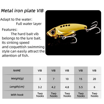 12 τμχ Metal VIB Vibration Bait Spinner Spoon Fishing Lures Set 3g 7g 10g 15g 20g Jigs Trout Winter Fishing Hard Baits Tackle