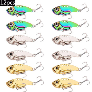 12 τμχ Metal VIB Vibration Bait Spinner Spoon Fishing Lures Set 3g 7g 10g 15g 20g Jigs Trout Winter Fishing Hard Baits Tackle