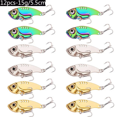 12gb Metāla VIB Vibration Bait Spinner Karote makšķerēšanas mānekļu komplekts 3g 7g 10g 15g 20g Jigs Foreles Ziemas makšķerēšanas ēsmas piederumi