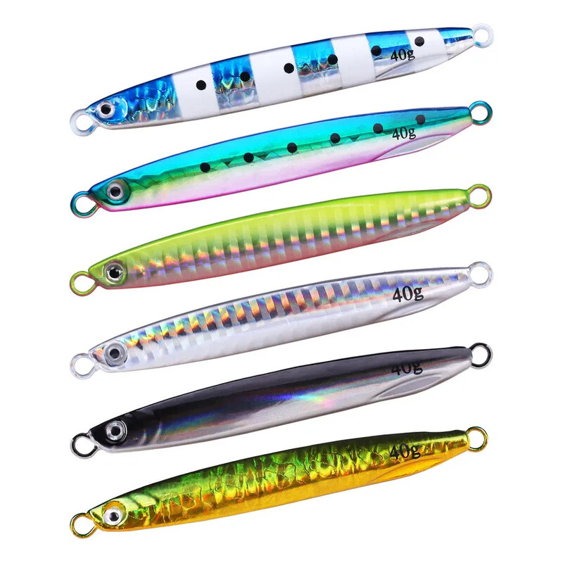 6pc Super Slim garas Metāla liešanas džigas Makšķerēšanas mānekļi 7G 10G Shore Cast Jigging Pesca Spoon Jig Sea Fishing Lure Tackle Saltwater