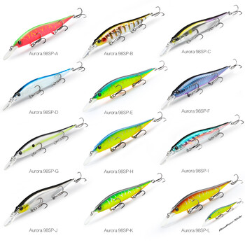 TSURINOYA 98mm 10g Suspending Minnow Jerkbait AURORA 98SP Max 2,2m Hard Bait Professional Pike Bass Artificial Fishing Lure