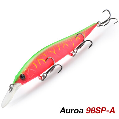 TSURINOYA 98mm 10g pakabinamas Minnow Jerkbait AURORA 98SP Max 2,2m kietas masalas Profesionalus lydekų ešerių dirbtinės žūklės masalas