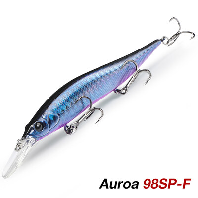 TSURINOYA 98mm 10g pakabinamas Minnow Jerkbait AURORA 98SP Max 2,2m kietas masalas Profesionalus lydekų ešerių dirbtinės žūklės masalas
