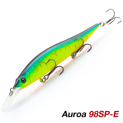 TSURINOYA 98mm 10g pakabinamas Minnow Jerkbait AURORA 98SP Max 2,2m kietas masalas Profesionalus lydekų ešerių dirbtinės žūklės masalas