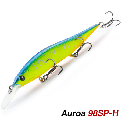 TSURINOYA 98mm 10g pakabinamas Minnow Jerkbait AURORA 98SP Max 2,2m kietas masalas Profesionalus lydekų ešerių dirbtinės žūklės masalas