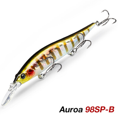 TSURINOYA 98mm 10g pakabinamas Minnow Jerkbait AURORA 98SP Max 2,2m kietas masalas Profesionalus lydekų ešerių dirbtinės žūklės masalas