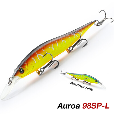 TSURINOYA 98mm 10g pakabinamas Minnow Jerkbait AURORA 98SP Max 2,2m kietas masalas Profesionalus lydekų ešerių dirbtinės žūklės masalas