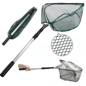 1db Kihúzható leszálló horgászháló 150cm/190cm alumínium ötvözet teleszkópos nagy háló, nagy sűrűségű halászháló összecsukható háló