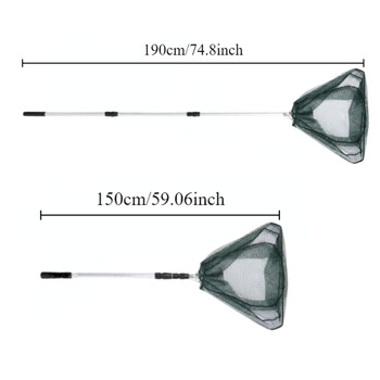 1 бр. Прибираща се риболовна мрежа за кацане 150 см/190 см. Телескопична голяма мрежа от алуминиева сплав с висока плътност, сгъваема мрежа