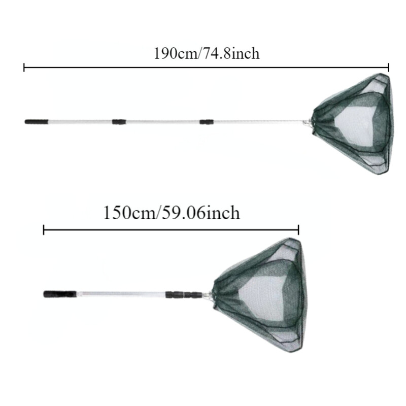 1db Kihúzható leszálló horgászháló 150cm/190cm alumínium ötvözet teleszkópos nagy háló, nagy sűrűségű halászháló összecsukható háló