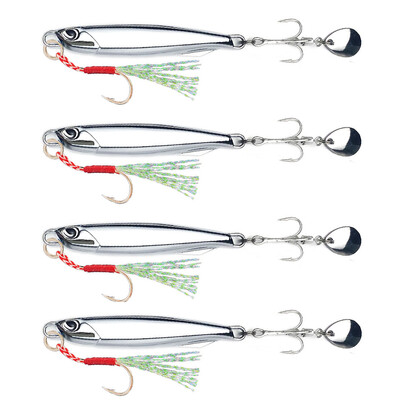 4 vnt. 10/15/20/30/40 g Metaliniai lietiniai šaukšteliai žvejybos masalai, velkamieji, kieto masalo žvejybos masalai, skirti ešeriams ir jūrinėms žuvims