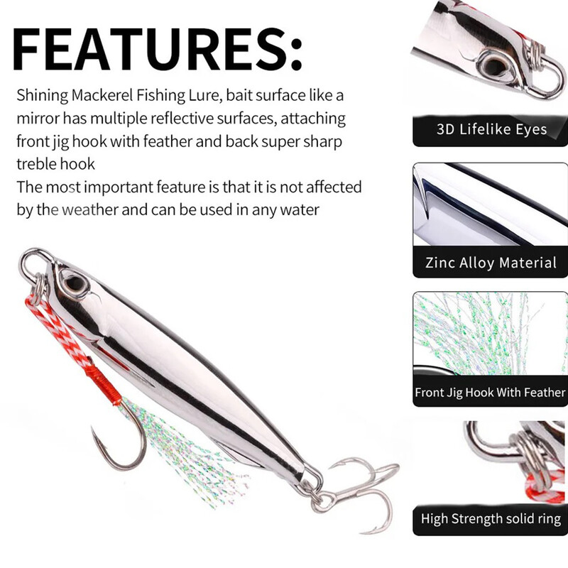 4 vnt. 10/15/20/30/40 g Metaliniai lietiniai šaukšteliai žvejybos masalai, velkamieji, kieto masalo žvejybos masalai, skirti ešeriams ir jūrinėms žuvims