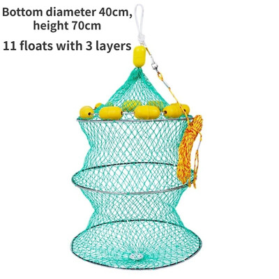 Úszó halászháló Összecsukható halkosárvédő táska Nylon úszóképességű horgászfelszerelés vonóháló Halvédő háló