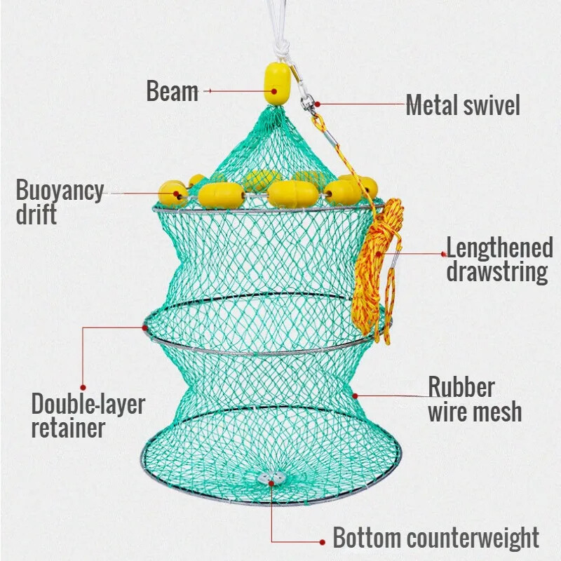 Úszó halászháló Összecsukható halkosárvédő táska Nylon úszóképességű horgászfelszerelés vonóháló Halvédő háló