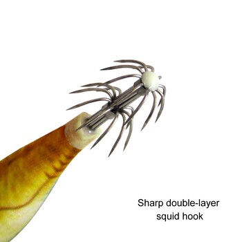 14 τμχ Φωτεινό οριζόντιο καλαμάρι Jig Wood Shrimp Squid Hook Τεχνητό δόλωμα Χταπόδι Σουπιά Γαρίδες Θαλασσινό νερό Σκληρό Δόλωμα Αντιμετώπιση