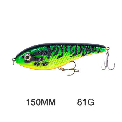 Hanlin Süllyedő Glide Jerkbait 75/90/120/150/mm Muskie Fishing Lure Swimbait Népszerű csuka Hard Jerk Bait Crankbait Wobbler Tackle