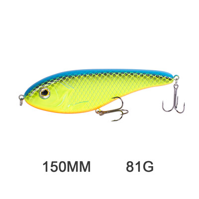 Hanlin Süllyedő Glide Jerkbait 75/90/120/150/mm Muskie Fishing Lure Swimbait Népszerű csuka Hard Jerk Bait Crankbait Wobbler Tackle
