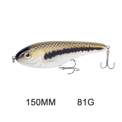 Hanlin Süllyedő Glide Jerkbait 75/90/120/150/mm Muskie Fishing Lure Swimbait Népszerű csuka Hard Jerk Bait Crankbait Wobbler Tackle