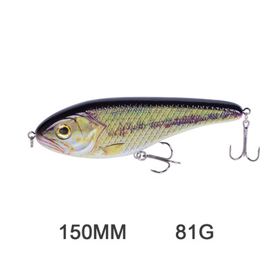 Hanlin Süllyedő Glide Jerkbait 75/90/120/150/mm Muskie Fishing Lure Swimbait Népszerű csuka Hard Jerk Bait Crankbait Wobbler Tackle