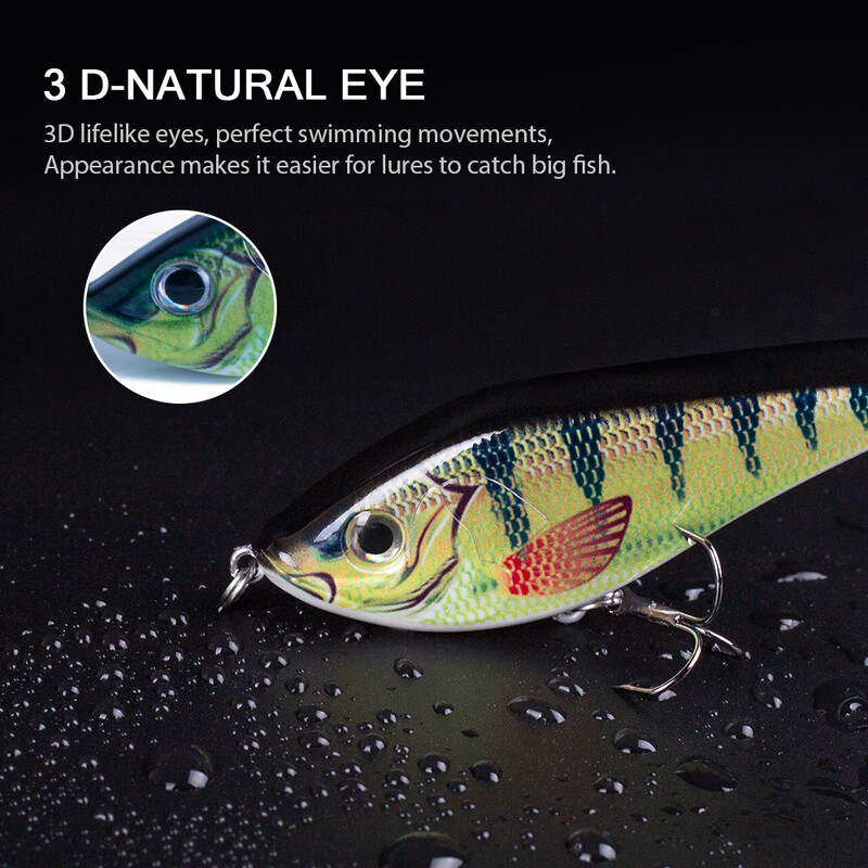 Hanlin Süllyedő Glide Jerkbait 75/90/120/150/mm Muskie Fishing Lure Swimbait Népszerű csuka Hard Jerk Bait Crankbait Wobbler Tackle
