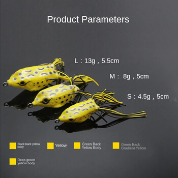 5 τμχ/σετ Frog Lures Suit Lure Simulation False Bait Beard Frog Soft Bait with Hook Bass Bait Εργαλείο για το θαλάσσιο ψάρεμα