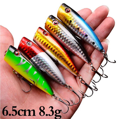 5db Topwater Popper horgászcsalik 3D Eyes Hard Baits Mesterséges wobblerek Műanyag horgászfelszerelés Isca mesterséges felszíni csali