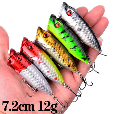 5db Topwater Popper horgászcsalik 3D Eyes Hard Baits Mesterséges wobblerek Műanyag horgászfelszerelés Isca mesterséges felszíni csali