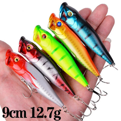 5db Topwater Popper horgászcsalik 3D Eyes Hard Baits Mesterséges wobblerek Műanyag horgászfelszerelés Isca mesterséges felszíni csali