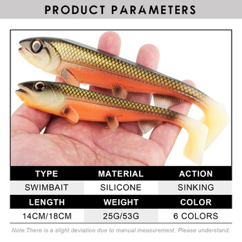 Spinpoler Bombshad Square Tail Swimbait Shad Pike Lures 14cm 18cm Εκτύπωση Τεχνητή σιλικόνης για μεγάλα αλιεύματα θαλάσσιο ψάρεμα Wobbler