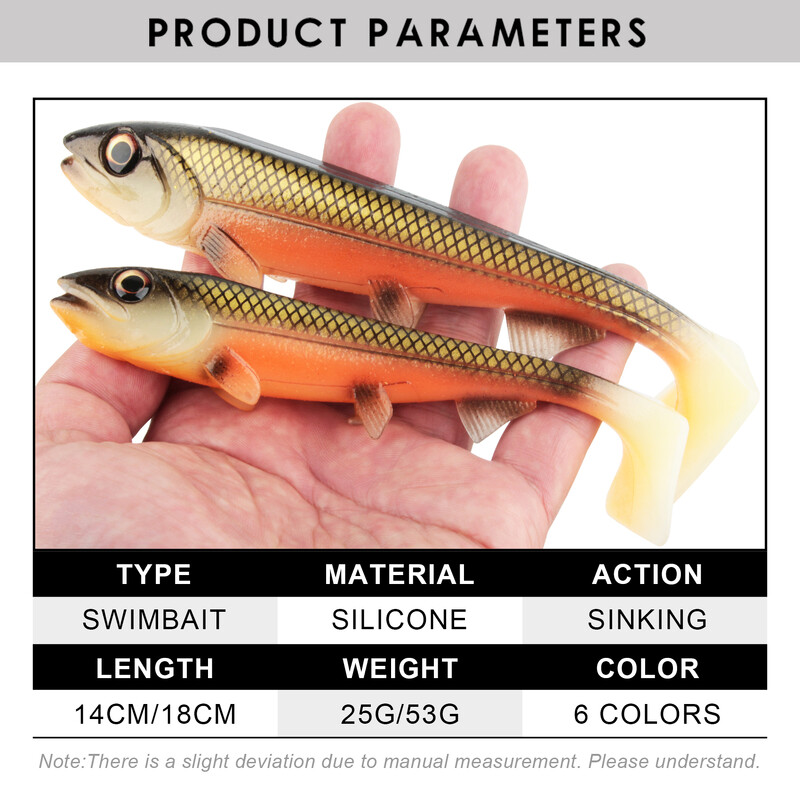 Spinpoler Bombshad Coada pătrată Swimbait Shad Pike Naluci 14cm 18cm Imprimare Silicon Artificial Pentru Big Catch Pescuit în Marea Wobbler