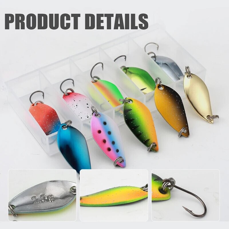 2,5g/3,5g/5g horgászkészlet Jig Spoon Lure Csali készlet Keményfém Spinner Wobbler Spoon Trout Bass Area Horgászfelszerelés Csali kanál csali