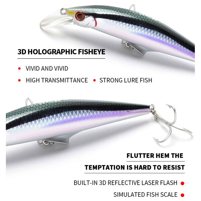 9,5 cm/12 cm makšķerēšanas māneklis Minnow vobleris, garš liešana, smagi grimstoša mākslīgā cietā ēsma, liela okeāna zvejas basa ēsma