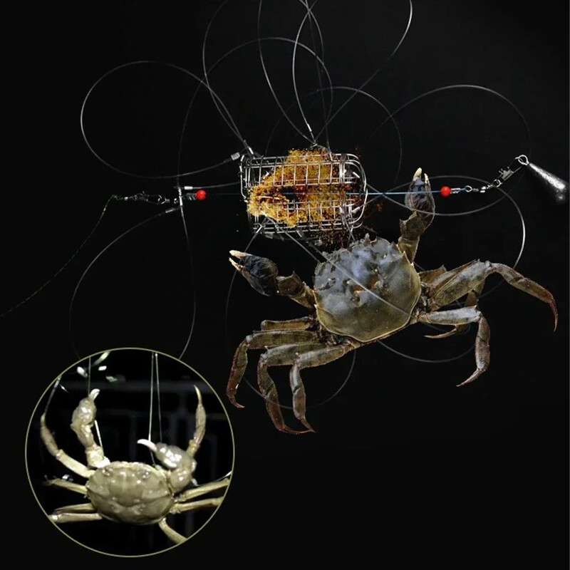 Krabų gaudymo įrankis jaukų gaudyklė nerūdijančio plieno jaukas narvas Žuvies narvelis tiektuvas Žvejybos reikmenys Tinkamas krabų krevečių vėžių gaudyklės narvas