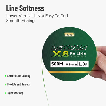 LEYDUN 500m Micro New Fishing Lines 8 Strands Braided PE Japan Smooth Multifilament Line Sea Fishing Carp Fly Wire Line Tool Tool